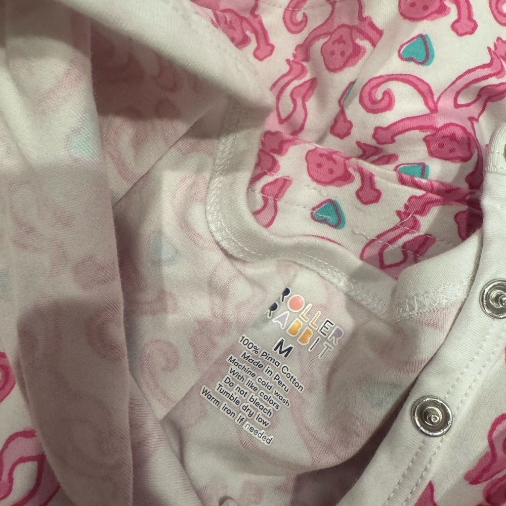 Roller rabbit long sleeve pink pajamas
